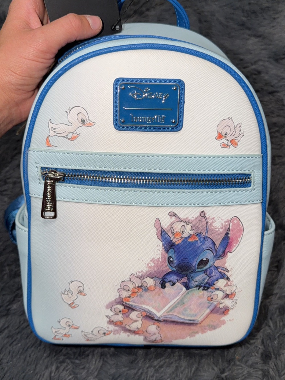 Disney Blue & White Stitch Story Time Mini Backpack